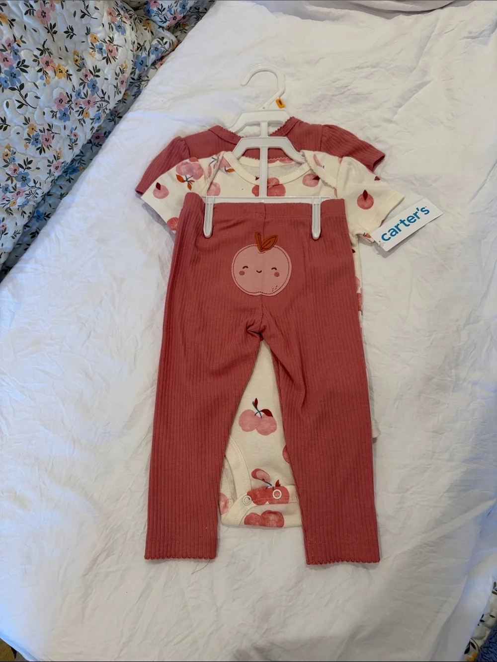 Carter's Rose Pink Ribbed Apple Two-Piece Set